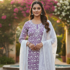 Royal Lavender Embroidered Kurti